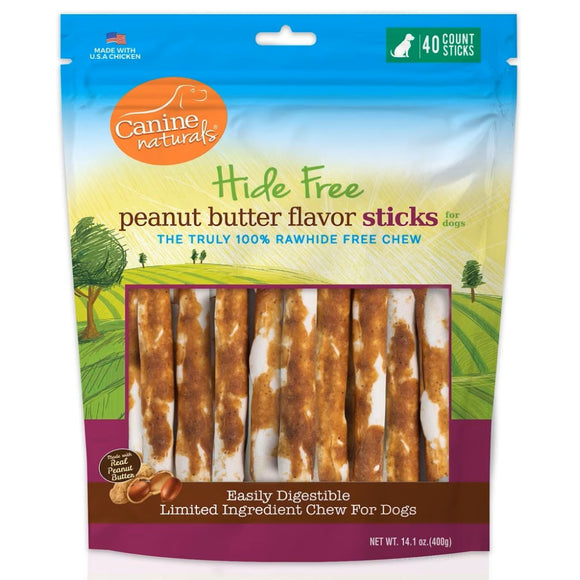 Canine Naturals Hide Free Peanut Butter Flavor Sticks Treats For Dog