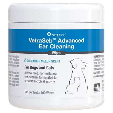 VetOne VetraSeb Advanced Ear Cleaning Wipes For Pets (100 ct)