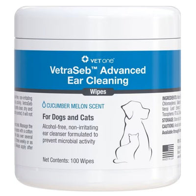 VetOne VetraSeb Advanced Ear Cleaning Wipes For Pets (100 ct)