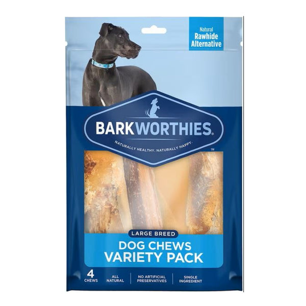 Barkworthies Large Breed Variety Pack Chews For Dog, 4 chews