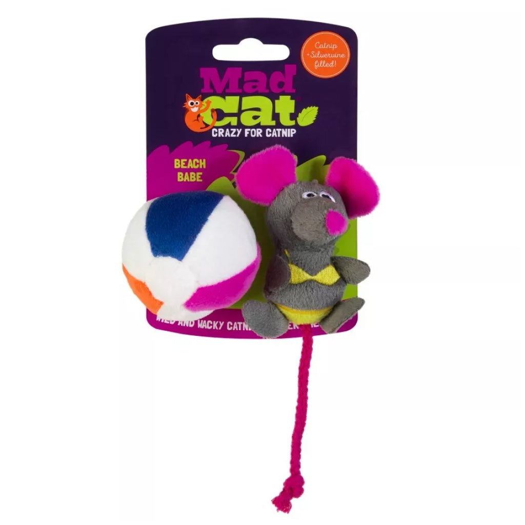 Mad Cat Beach Babe Mouse w/Catnip & Silvervine Toy For Cat (2 pk)