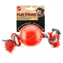 Ethical Play Strong Ball with Rope Red Toy For Dog (3.25")