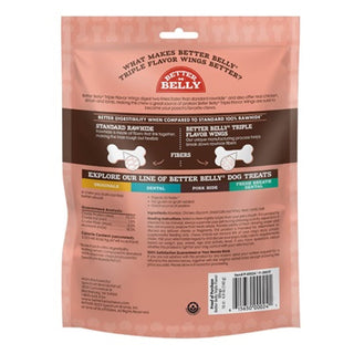 Better Belly Rawhide Triple Flavor Chicken (Sirloin & Lamb Wings)Treats For Dog 10 pack