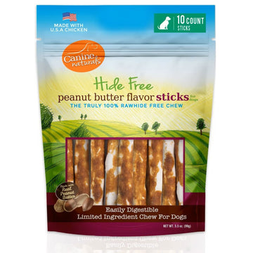 Canine Naturals Hide Free Peanut Butter Flavor Sticks Treats For Dog