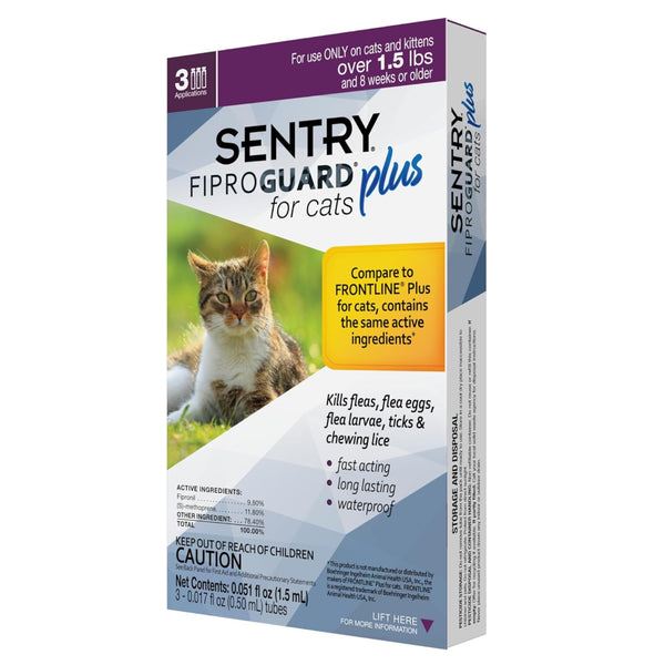 Sentry Fiproguard Plus Topical Flea & Tick Treatment for Cats over 1.5 lbs (3 doses)