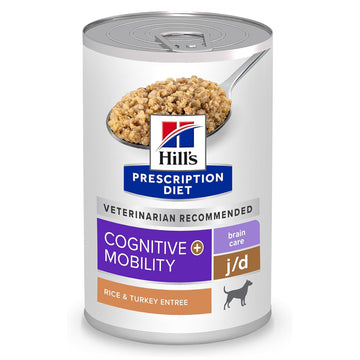Hill’s Prescription Diet Cognitive + Mobility Brain Care + j/d Joint Care Rice & Turkey Recipe Wet Food For Dog (13oz x 12 cans)