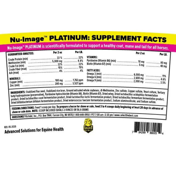 Select The Best Nu-Image Platinum Coat, Mane & Tail Support for Horses (5 lb)