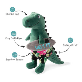 PetShop by Fringe Studio Surfer Bro Rex Dinosaur Plush Toy For Dog