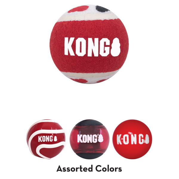 Kong Signature Ball Toy For Dog-Small (4 pack) color varies