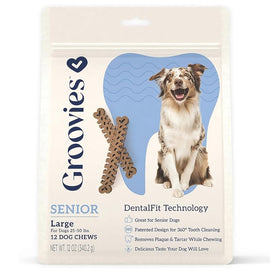 Groovies Senior Dental Chews for Large Dogs 25-50 lbs - 12 chews - Dog Treats 1