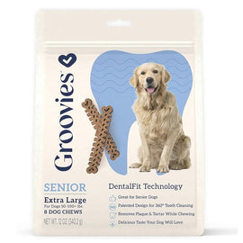 Groovies Senior Dental Chews for Extra Large Dogs 51-100+ lbs - 8 chews - Dog Treats 1