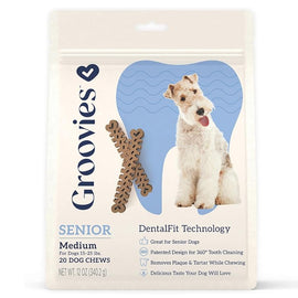 Groovies Senior Dental Chews for Medium Dogs 15-25 lb - 20 chews - Dog Treats 1