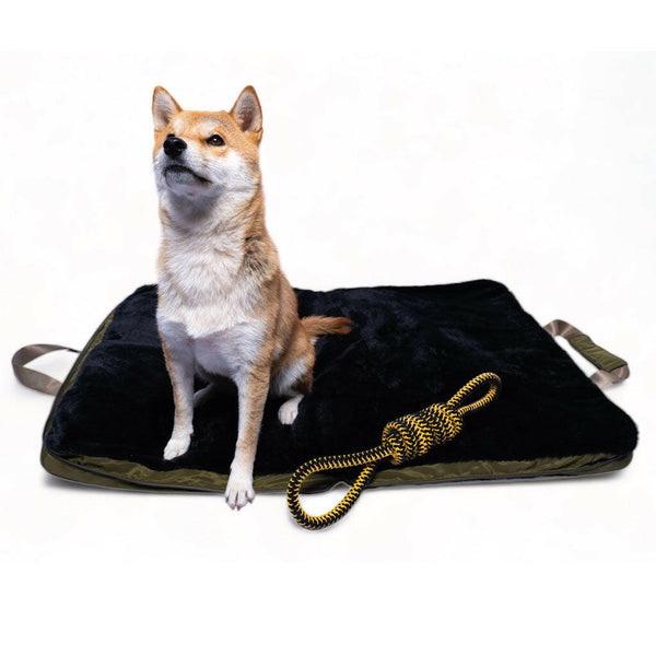 4 Cats & Dogs Gus Travel Bed, Army with dog and rope