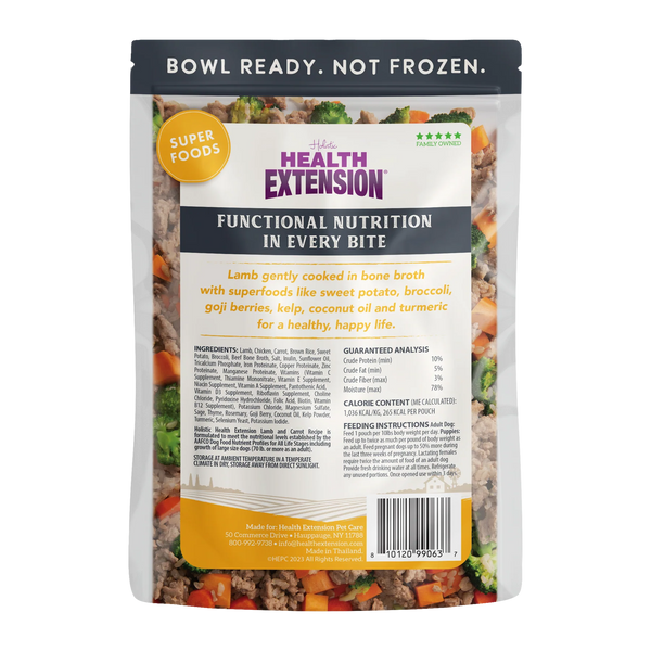 Health Extension Gently Cooked in Broth Lamb & Carrot Recipe Pouches For Dogs