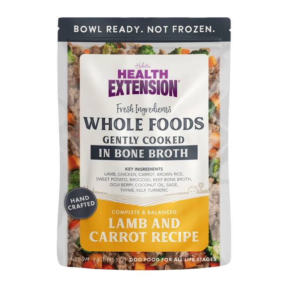 Health Extension Gently Cooked in Broth Lamb & Carrot Recipe Pouches For Dogs, 9-oz pouch