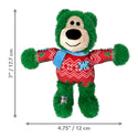 KONG Holiday Wild Knots Bear Plush Dog Toy Assorted Color SM/MD Dimension