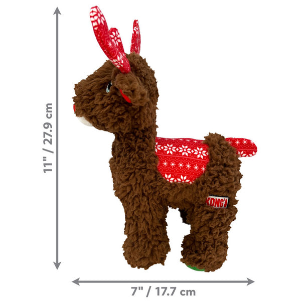 KONG Holiday Sherps Reindeer Plush Dog Toy, Medium Dimension