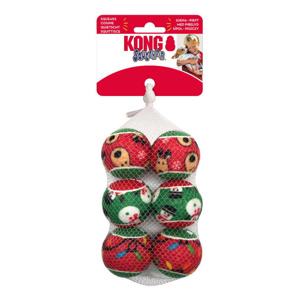 KONG Holiday SqueakAir Balls Dog Toys, 6-pack