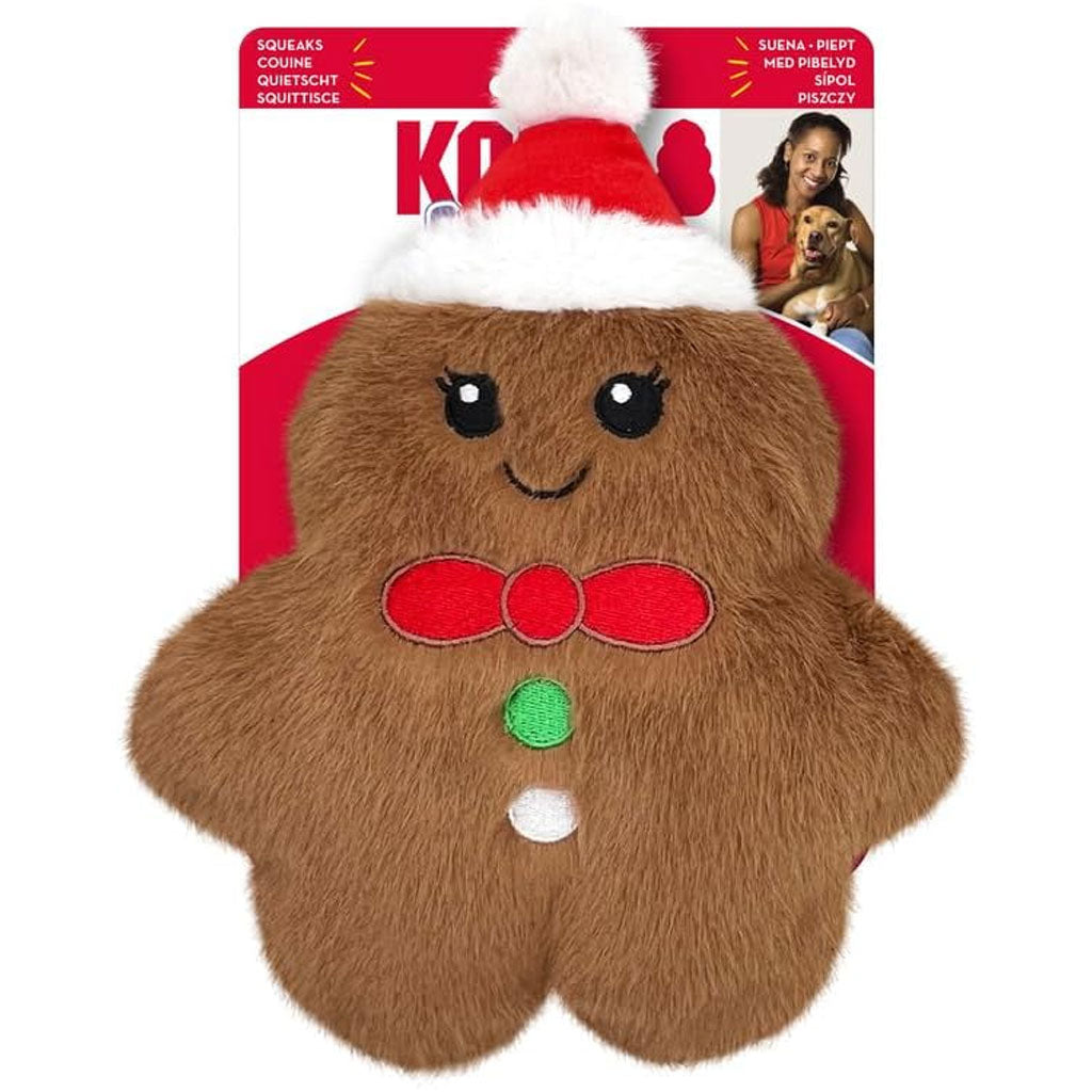 KONG Holiday Snuzzles Gingerbread Plush Dog Toy Brown Medium, 1 count