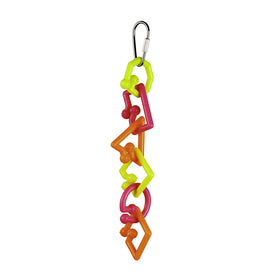 Colorful plastic keychain with a carabiner on a white background