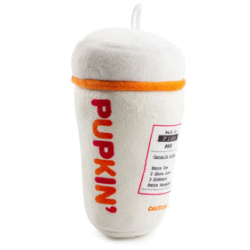 White plush toy with orange band and 'Pupkin' branding on a white background