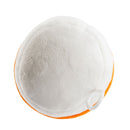 Round white cleaning pad with orange border on a white background