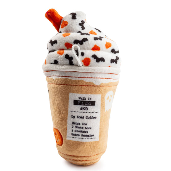 Dog toy shaped like a ice cream cone with a label on a white background