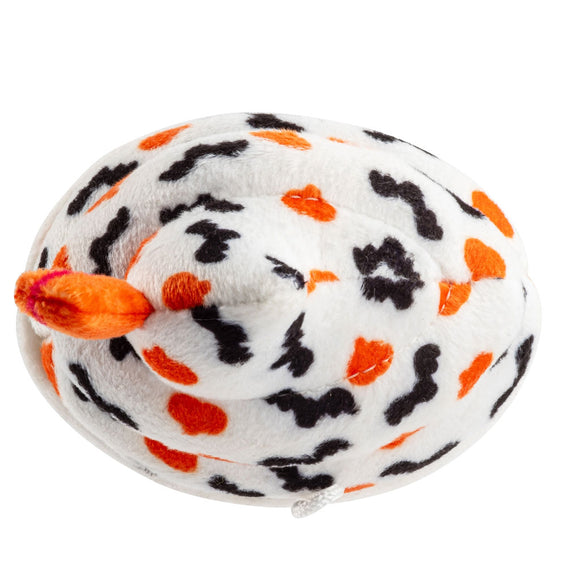 White ball with black and orange patterns on a white background