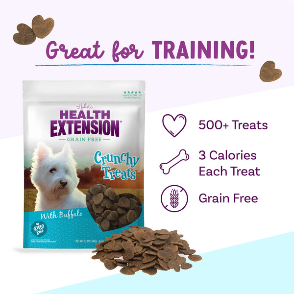 Health Extension Crunchy Heart Shaped Small Treats with Buffalo for Dogs