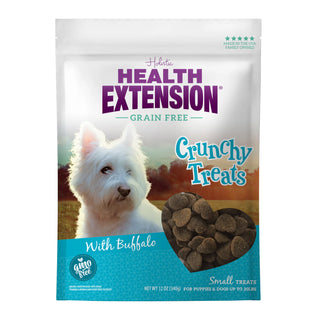 Health Extension Crunchy Heart Shaped Small Treats with Buffalo for Dogs, 12-oz