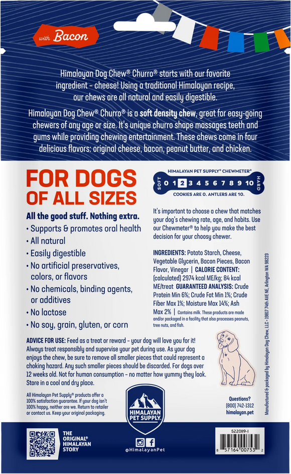 Himalayan Pet Supply yakyCHURRO with Bacon Dog Chews (4 ct)