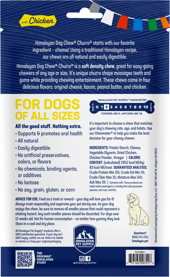 Himalayan Pet Supply yakyCHURRO with Chicken Dog Chews (4 ct)