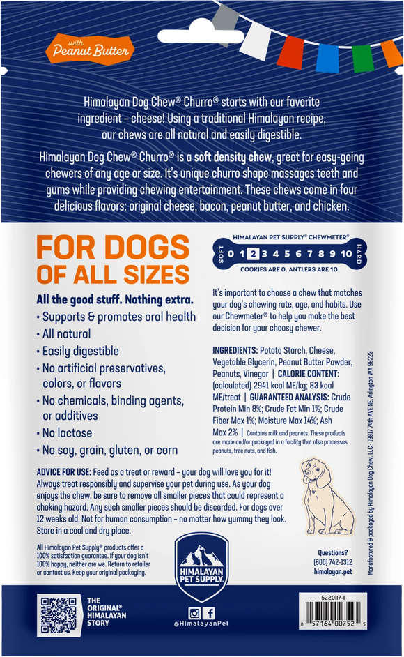 Himalayan Pet Supply yakyCHURRO with Peanut Butter Dog Chews (4 ct)