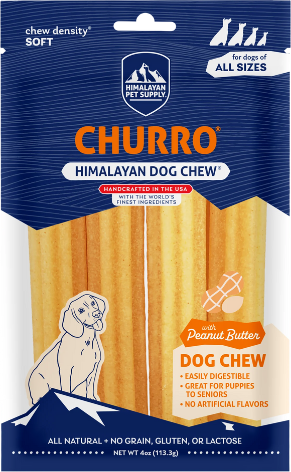 Himalayan Pet Supply yakyCHURRO with Peanut Butter Dog Chews (4 ct)
