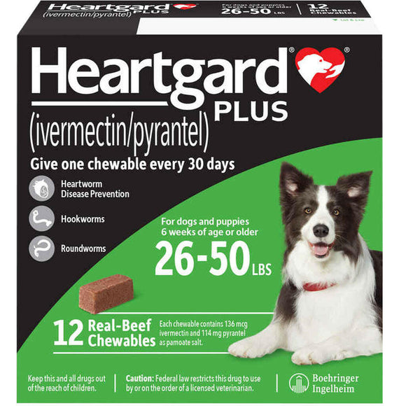 Heartgard Plus Chew for Medium Dogs 26 to 50 lbs