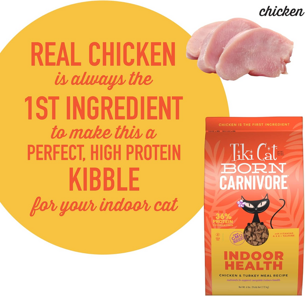 Tiki Cat Born Carnivore Indoor Health Chicken & Turkey Meal Dry Food for Cats