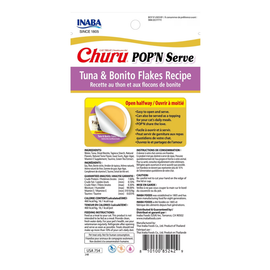 Inaba Churu Pop'n Serve Tuna & Bonita Flakes Recipe Grain-Free Lickable Cat Treats, 1.2-oz cup - 0
