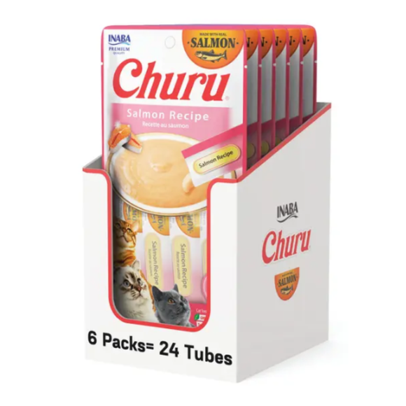 Inaba Churu Salmon Recipe Lickable Cat Treats 0.5-oz tube - 24 Count - Cat Treats 2