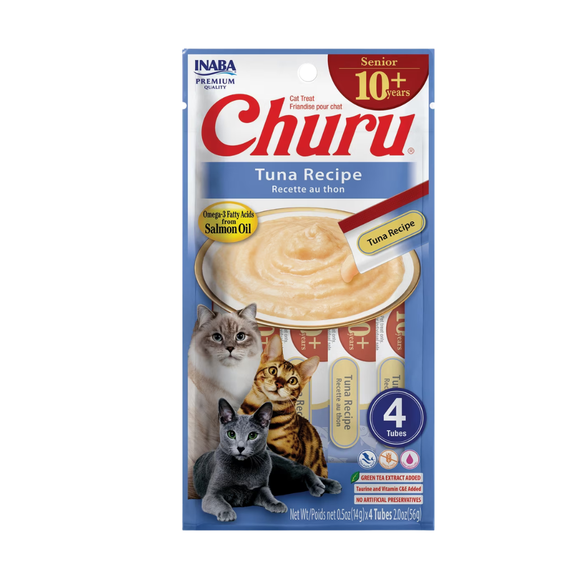 Inaba Churu for Senior 10+ Lickable Cat Treats (0.5-oz tube) - Tuna Recipe / 4 Count - Cat Treats 5