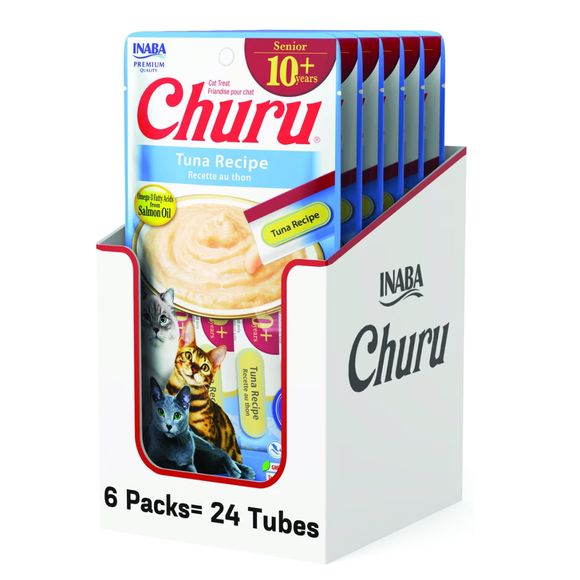 Inaba Churu for Senior 10+ Lickable Cat Treats (0.5-oz tube) - Tuna Recipe / 24 Count - Cat Treats 7