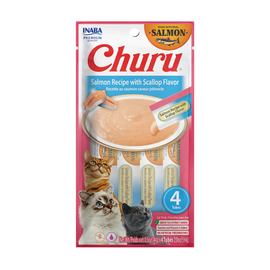 Inaba Churu Salmon with Scallop Recipe Lickable Cat Treats, 0.5-oz tube