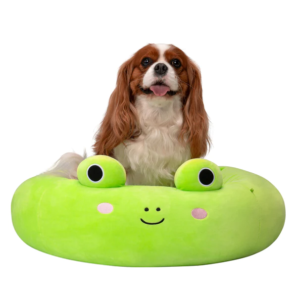 Squishmallows Plush Bolster Pet Bed, Wendy the Frog