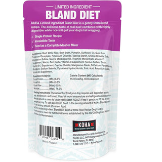 Koha Limited Ingredient Bland Diet Beef & White Rice feeding instructions
