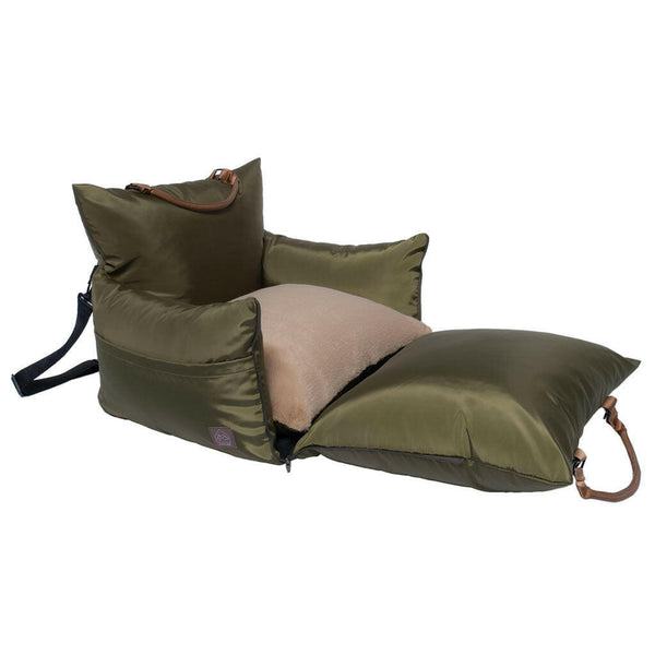 4 Cats & Dogs Marco Car & Travel Bed Army unzipped