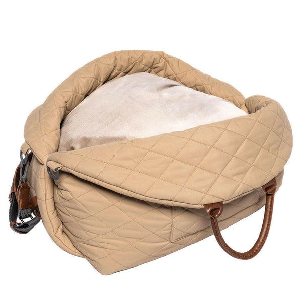 4 Cats & Dogs Mew Mew Car Bed, 17.3x13.4", Caramel open