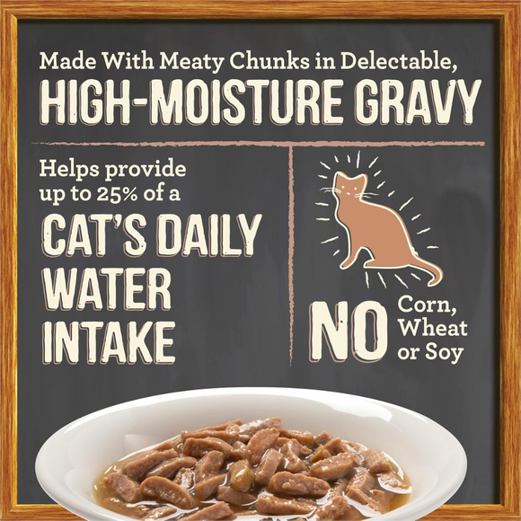Merrick Purrfect Bistro Grain Free Bon Appetits Gravies Adult Wet Cat Food, Turkey Recipe Chunks in Gravy (3 oz x 24 pouches)