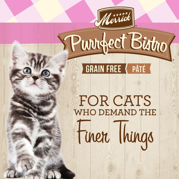 Merrick Purrfect Bistro Grain Free Premium Pate Kitten Wet Cat Food, Chicken Dinner Recipe for Kittens (5.5 oz x 24 cans)