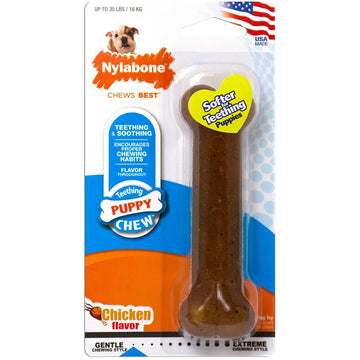 Nylabone Just for Puppies Teething Chew Classic Bone, Chicken Flavor, Medium Wolf, Up to 35 lbs