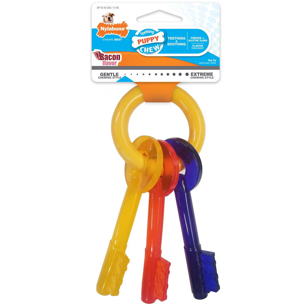 Nylabone Teething Keys Puppy Chew Bacon Flavored Dog Toy, Small/Petite