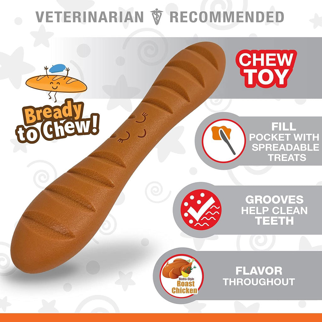 Nylabone Power Chew Baguette Dog Toy Roast Chicken Flavor